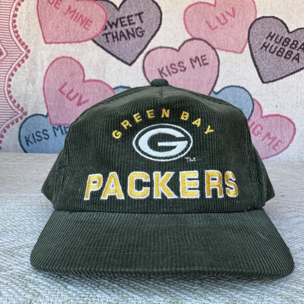 Vintage 90s Green Bay‎ Packers Sports Specialties Corduroy Snapback Hat Cap